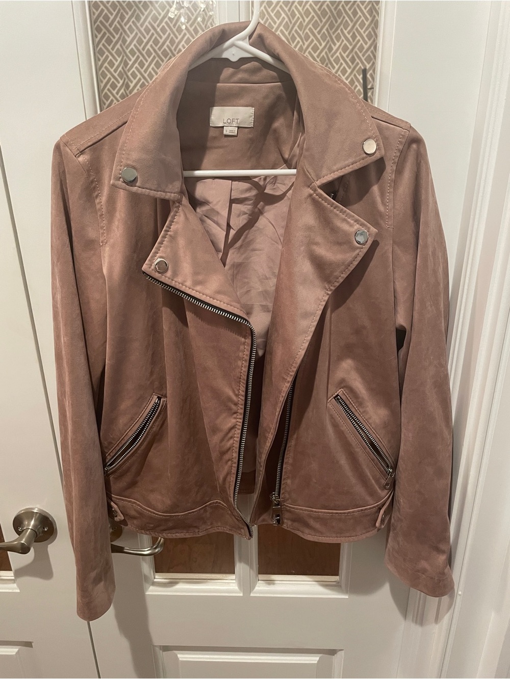 LOFT Dusty Mauve Suede Moto Jacket